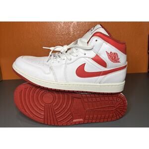 Air Jordan 1 Mid SE White/Lobster Dune Red Sail FJ3458-160 Mens Size 11